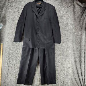 Ranalli Suit Mens 46L 40x31 Black Blazer Jacket Vest Pants Three Piece Set